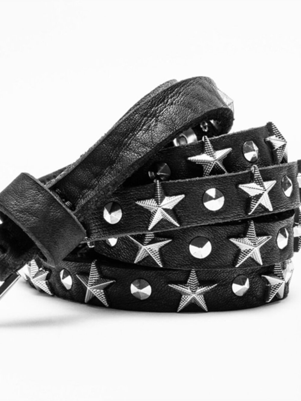 NWT $198 Zadig & Voltaire MINI XS Black Star Studded Leather Belt